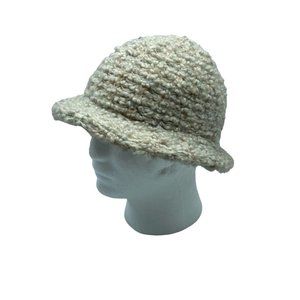 Vintage Lazarus Women Small Made in Italy Wool Blend Cream Bucket Hat
